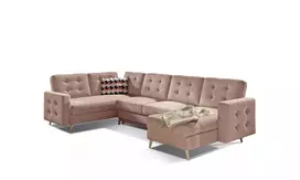 Kampinė sofa Asgard su patalynės dėže, audinys Omega 91, Zigzag 60