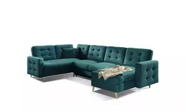 Kampinė sofa Asgard su patalynės dėže, audinys Mat Velvet 75
