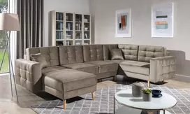 Kampinė sofa Asgard su patalynės dėže, audinys Monolith 09