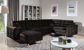 Kampinė sofa Asgard su patalynės dėže, audinys Monolith 29
