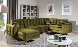 Kampinė sofa Asgard su patalynės dėže, audinys Monolith 38
