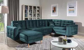 Kampinė sofa Asgard su patalynės dėže, audinys Monolith 76