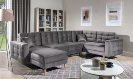 Kampinė sofa Asgard su patalynės dėže, audinys Monolith 85