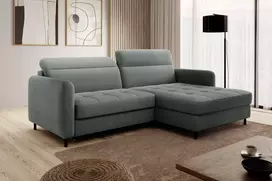 Kampinė sofa Gomsi su patalynės dėže, audinys Touch 100