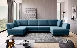 Kampinė sofa Larco su patalynės dėže, audinys Savoi 38