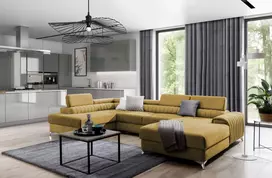 Kampinė sofa Lacante su patalynės dėže, audinys Gojo 45