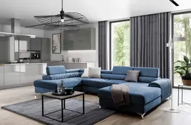 Kampinė sofa Lacante su patalynės dėže, audinys Gojo 40