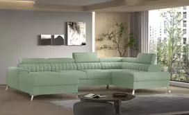 Kampinė sofa Lacante su patalynės dėže, audinys Poco 100