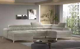 Kampinė sofa Lacante su patalynės dėže, audinys Sola 18