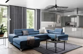 Kampinė sofa Lacante su patalynės dėže, audinys Gojo 40