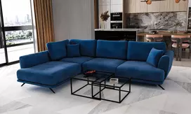 Kampinė sofa Larde su patalynės dėže, audinys Loco 40