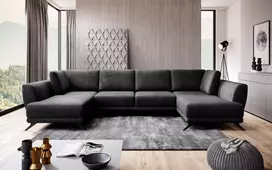Kampinė sofa Larco su patalynės dėže, audinys Nube 6