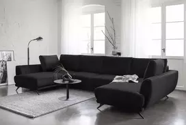 Kampinė sofa Larco su patalynės dėže, audinys Loco 10