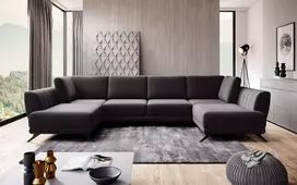 Kampinė sofa Larco su patalynės dėže, audinys Velvetmat 10