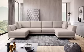 Kampinė sofa Larco su patalynės dėže, audinys Sola 18