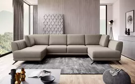 Kampinė sofa Larco su patalynės dėže, audinys Vero 18