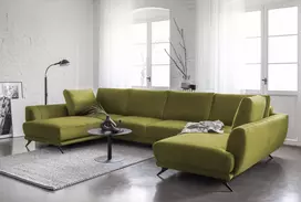 Kampinė sofa Larco su patalynės dėže, audinys Loco 33