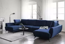 Kampinė sofa Larco su patalynės dėže, audinys Loco 40