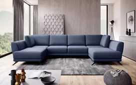 Kampinė sofa Larco su patalynės dėže, audinys Gojo 40