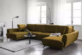 Kampinė sofa Larco su patalynės dėže, audinys Loco 45