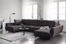 Kampinė sofa Larco su patalynės dėže, audinys Riviera 97