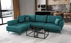 Kampinė sofa Larde su patalynės dėže, audinys Borneo 38