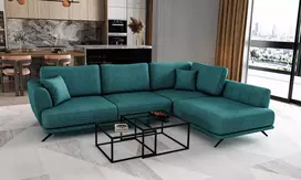 Kampinė sofa Larde su patalynės dėže, audinys Borneo 38