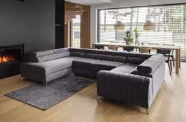 Kampinė sofa Louis su patalynės dėže, audinys Marte 10