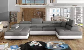 Kampinė sofa Rodrigo su patalynės dėže, audinys Sawana 05, Soft 17