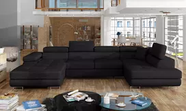 Kampinė sofa Rodrigo su patalynės dėže, audinys Kronos 07