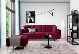 Sofa - lova Asgard su patalynės dėže raudona, Mat Velvet 68