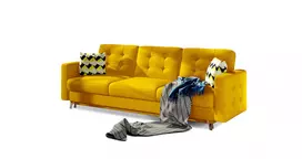 Sofa - lova Asgard su patalynės dėže geltona, Omega 68, Zigzag 53