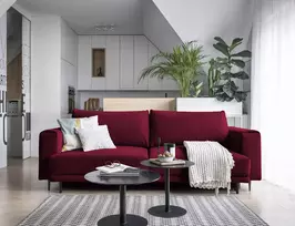 Sofa - lova Dalia su patalynės dėže raudona, Velvetmat 30