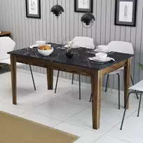 Valgomojo stalas, Hanah Home, graikinis riešutas Juoda, 145 x 75 x 88, cm