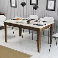 Valgomojo stalas, Hanah Home, graikinis riešutas Balta, 145 x 75 x 88, cm