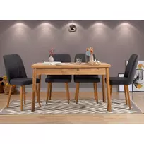 Ištraukiamas valgomojo stalo ir kėdžių komplektas (5 dalys), Hanah Home, Atlanto pušis Antracitas, 120 x 77 x 75, cm