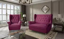 Komplektas sofa ir fotelis Aros 2+1 raudona