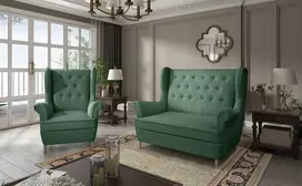 Komplektas sofa ir fotelis Aros 2+1 žalia