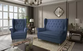 Komplektas sofa ir fotelis Aros 2+1 mėlyna