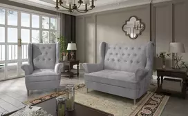 Komplektas sofa ir fotelis Aros 2+1 pilka
