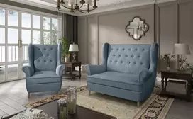 Komplektas sofa ir fotelis Aros 2+1 mėlyna