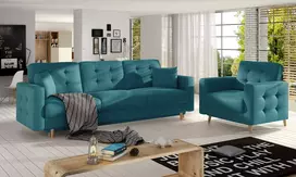 Komplektas sofa ir fotelis Asgard 3+1 žalia