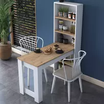 Virtuvės stalas, Hanah Home 120 x 153,6 x 53,8 cm, graikinis riešutas / Balta,