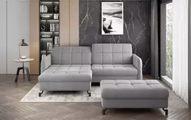 Komplektas kampinė sofa ir pufas Lorelle pilka