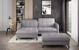 Komplektas kampinė sofa ir pufas Lorelle pilka