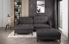 Komplektas kampinė sofa ir pufas Lorelle pilka