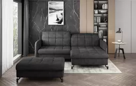 Komplektas kampinė sofa ir pufas Lorelle pilka