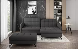 Komplektas kampinė sofa ir pufas Lorelle pilka