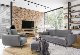 Komplektas sofa, fotelis ir pufas Megis 3+1+puf pilka