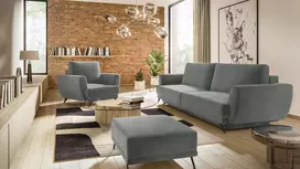 Komplektas sofa, fotelis ir pufas Megis 3+1+puf pilka